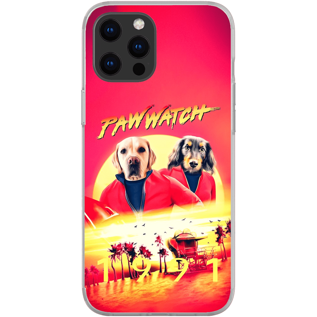 Funda personalizada para teléfono con 2 mascotas &#39;Paw Watch 1991&#39;