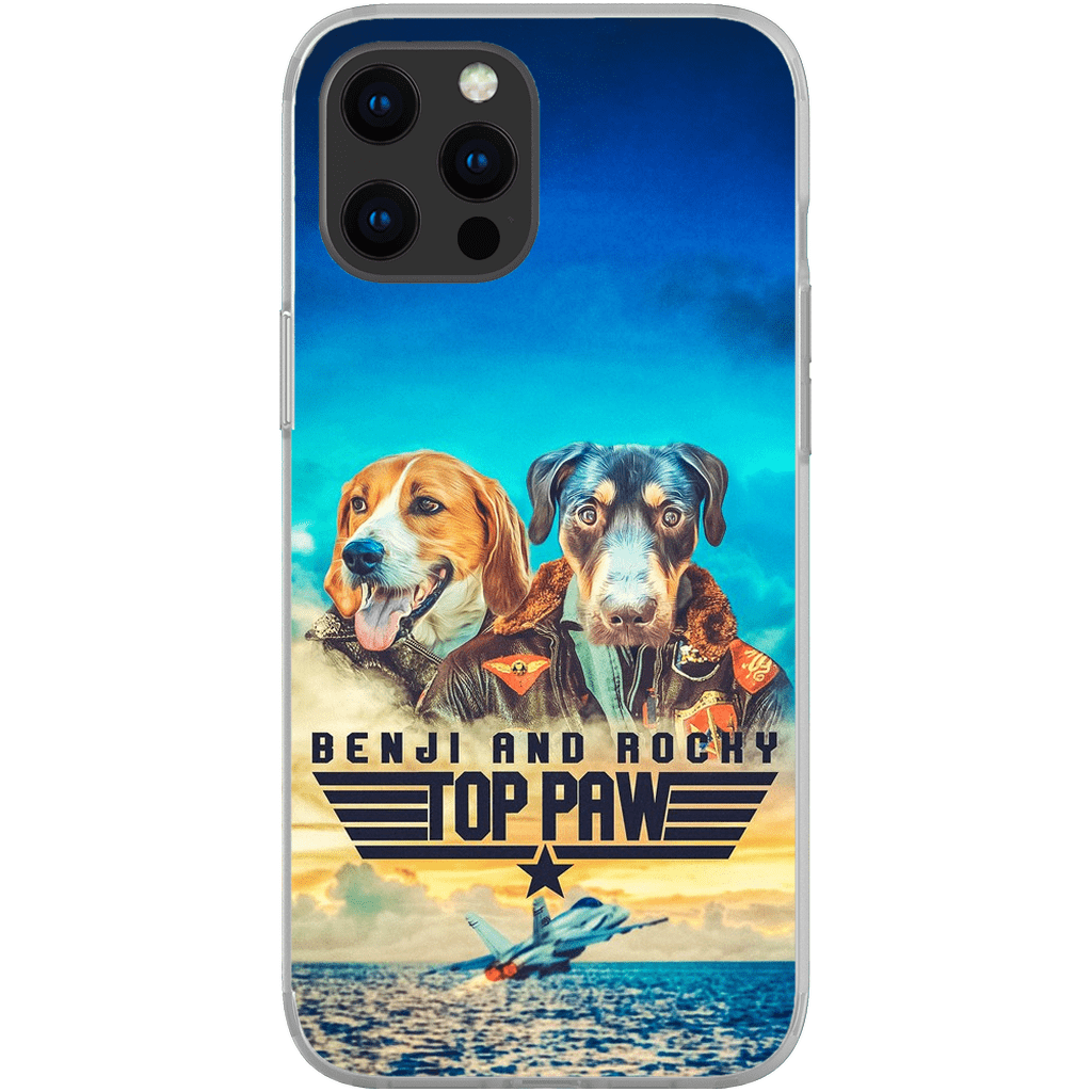 Funda personalizada para teléfono con 2 mascotas &#39;Top Paw&#39;