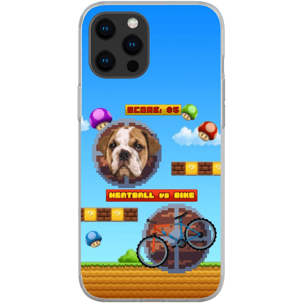 Funda de teléfono para mascotas personalizada con videojuego retro