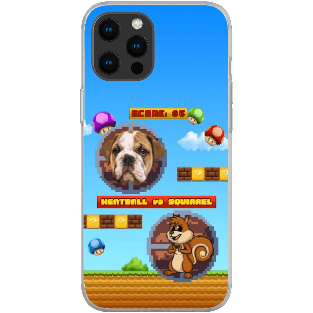 Funda de teléfono para mascotas personalizada con videojuego retro