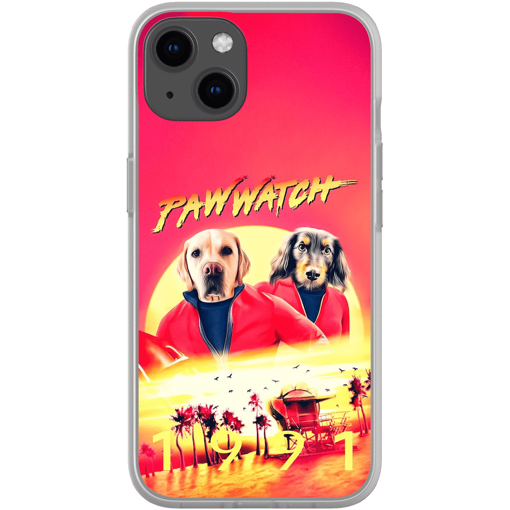 Funda personalizada para teléfono con 2 mascotas &#39;Paw Watch 1991&#39;