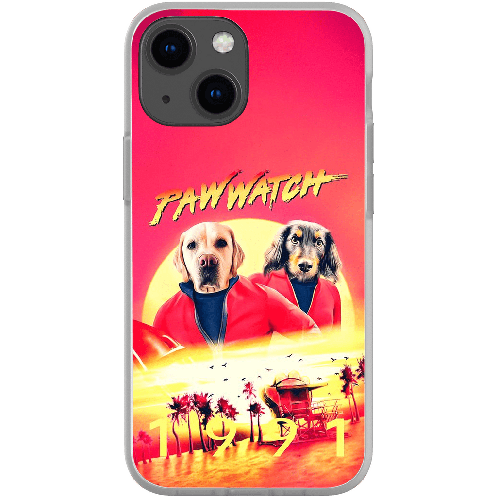 Funda personalizada para teléfono con 2 mascotas &#39;Paw Watch 1991&#39;