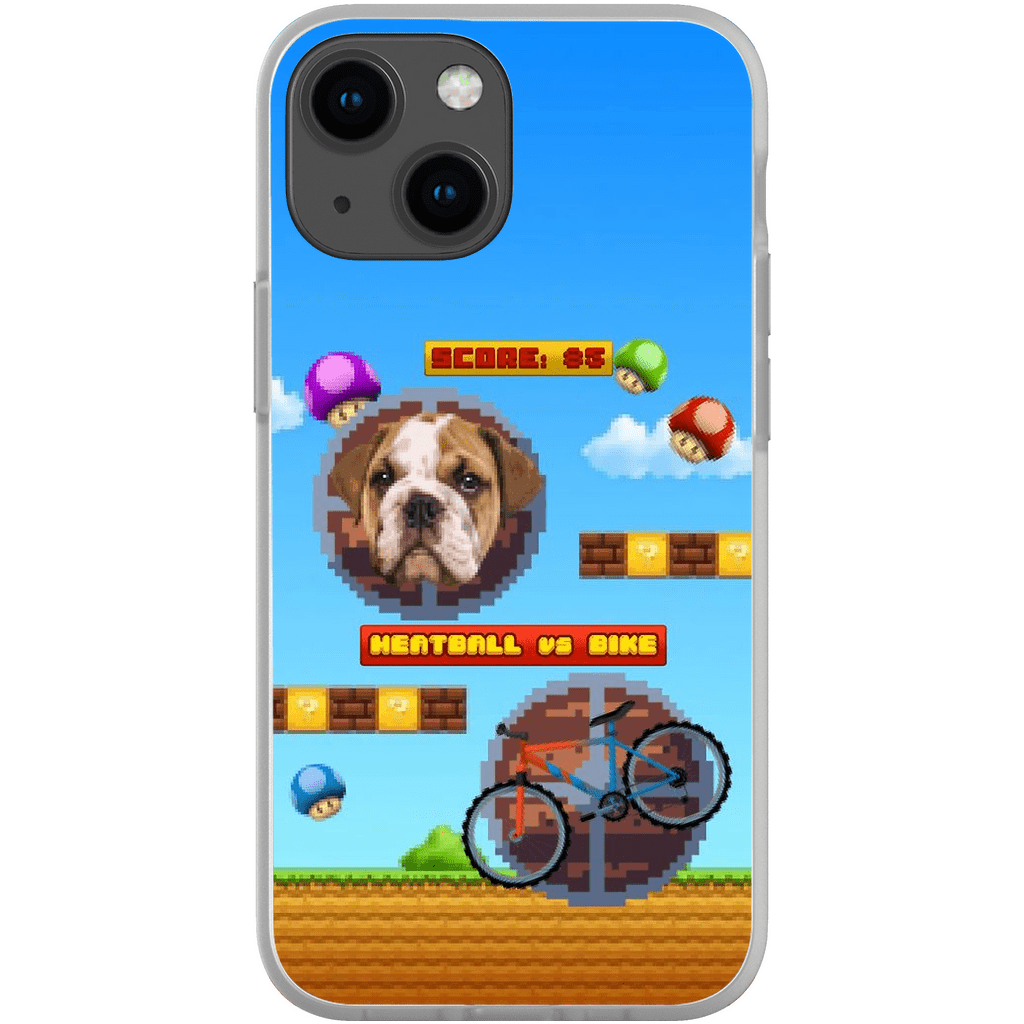 Funda de teléfono para mascotas personalizada con videojuego retro