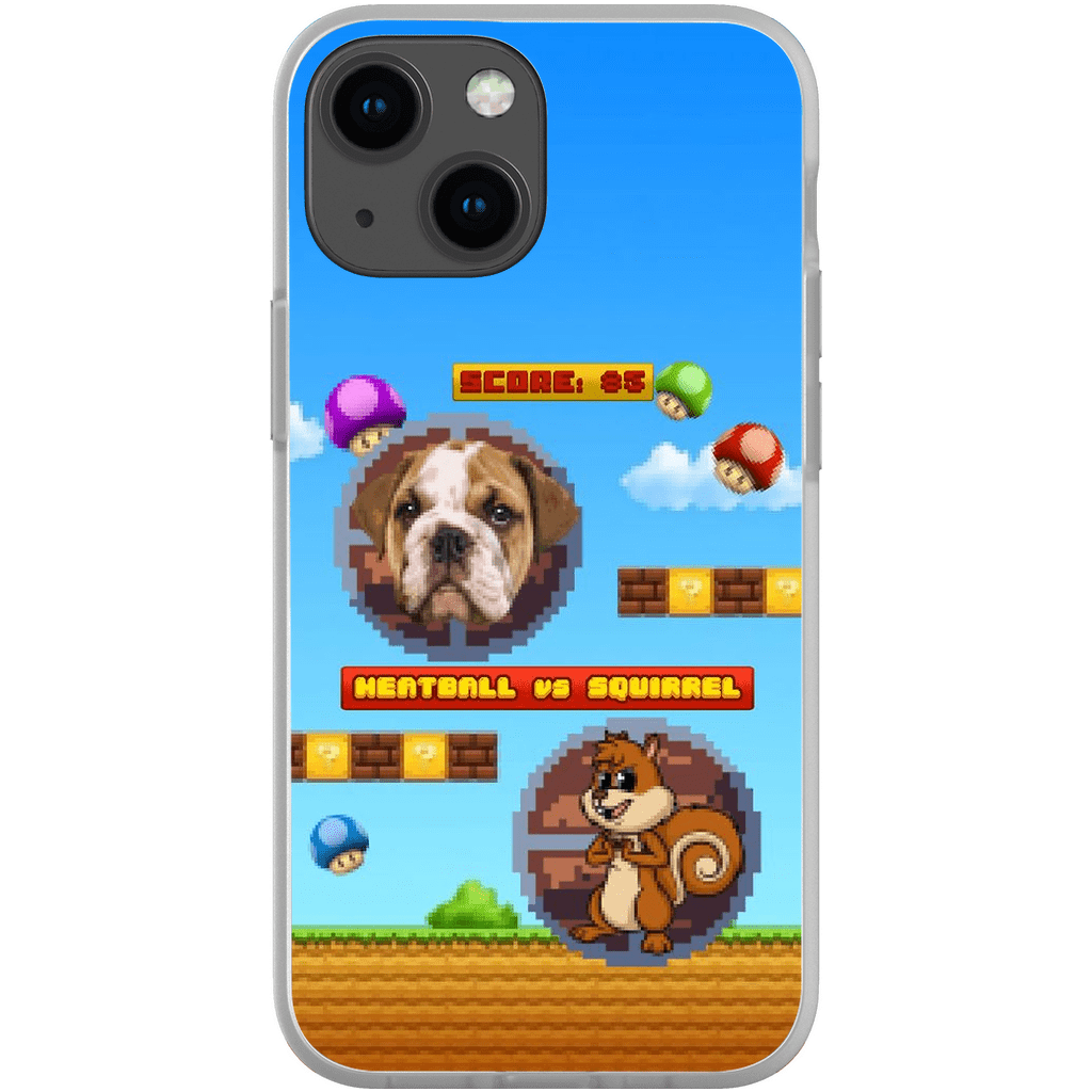 Funda de teléfono para mascotas personalizada con videojuego retro