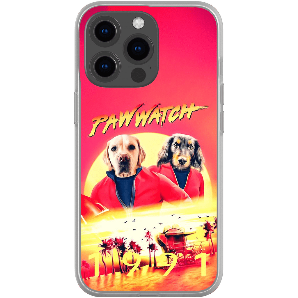 Funda personalizada para teléfono con 2 mascotas &#39;Paw Watch 1991&#39;