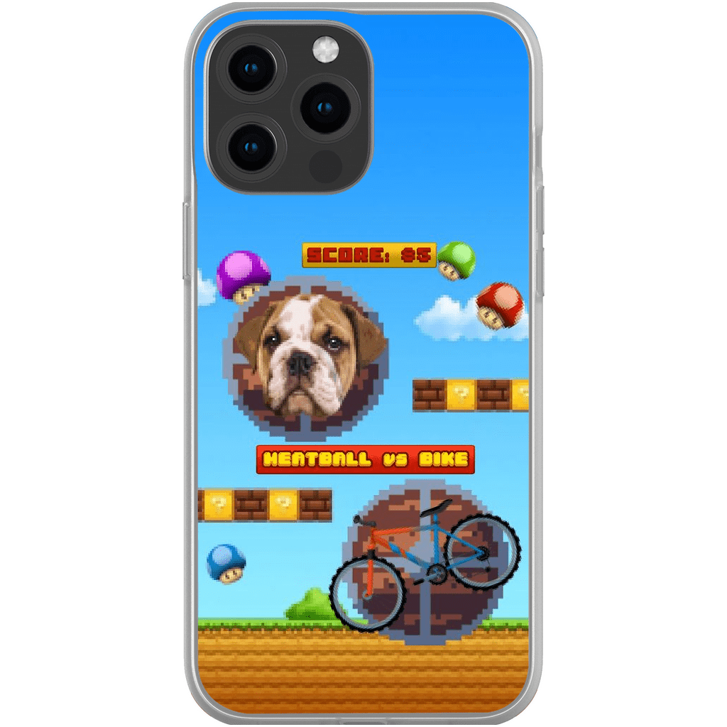 Funda de teléfono para mascotas personalizada con videojuego retro