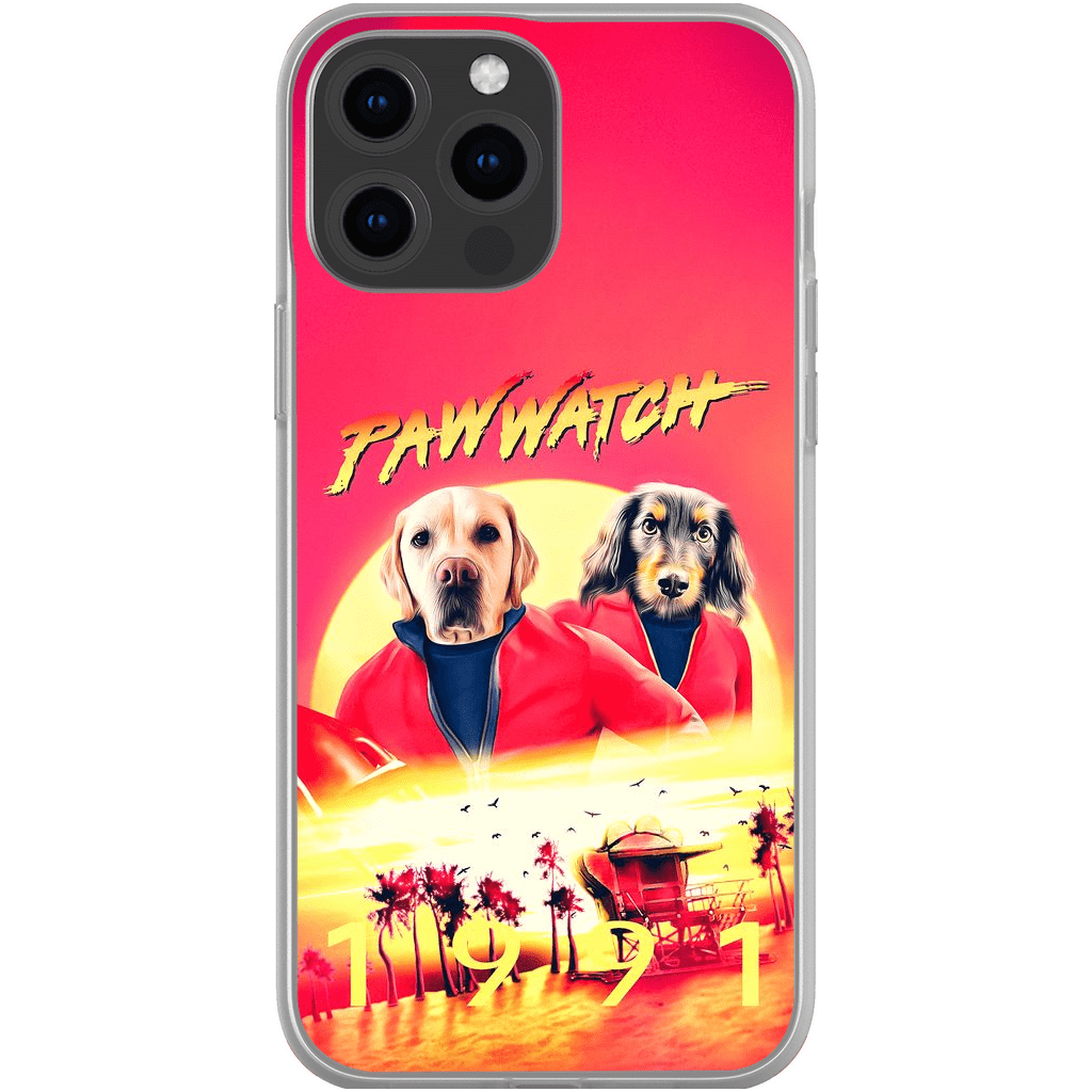 Funda personalizada para teléfono con 2 mascotas &#39;Paw Watch 1991&#39;