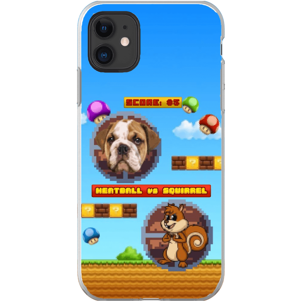 Funda de teléfono para mascotas personalizada con videojuego retro