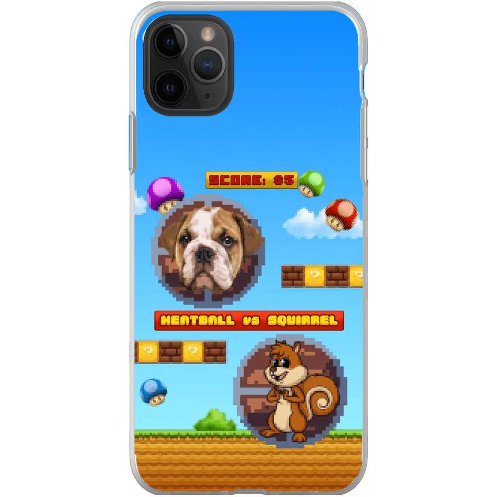 Funda de teléfono para mascotas personalizada con videojuego retro