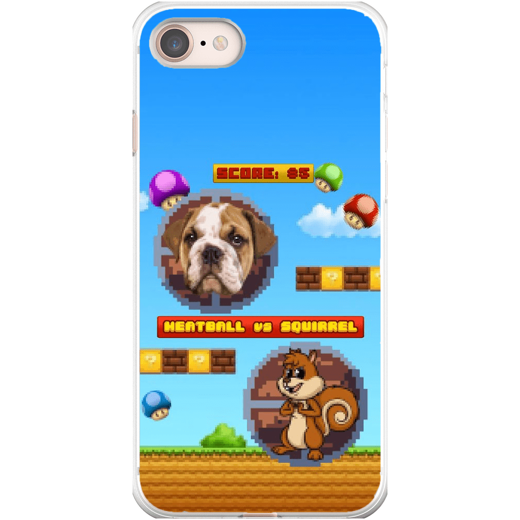 Funda de teléfono para mascotas personalizada con videojuego retro