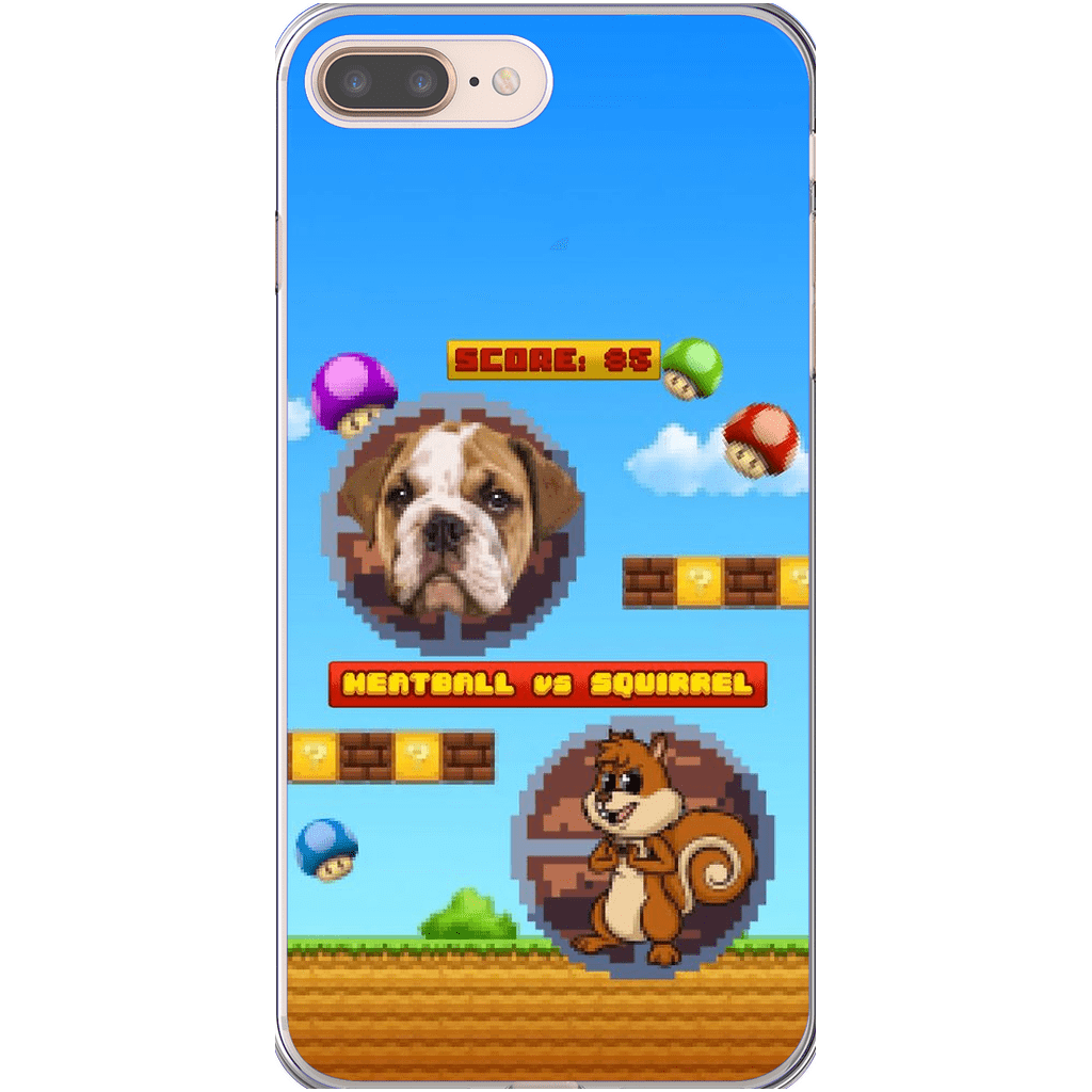 Funda de teléfono para mascotas personalizada con videojuego retro