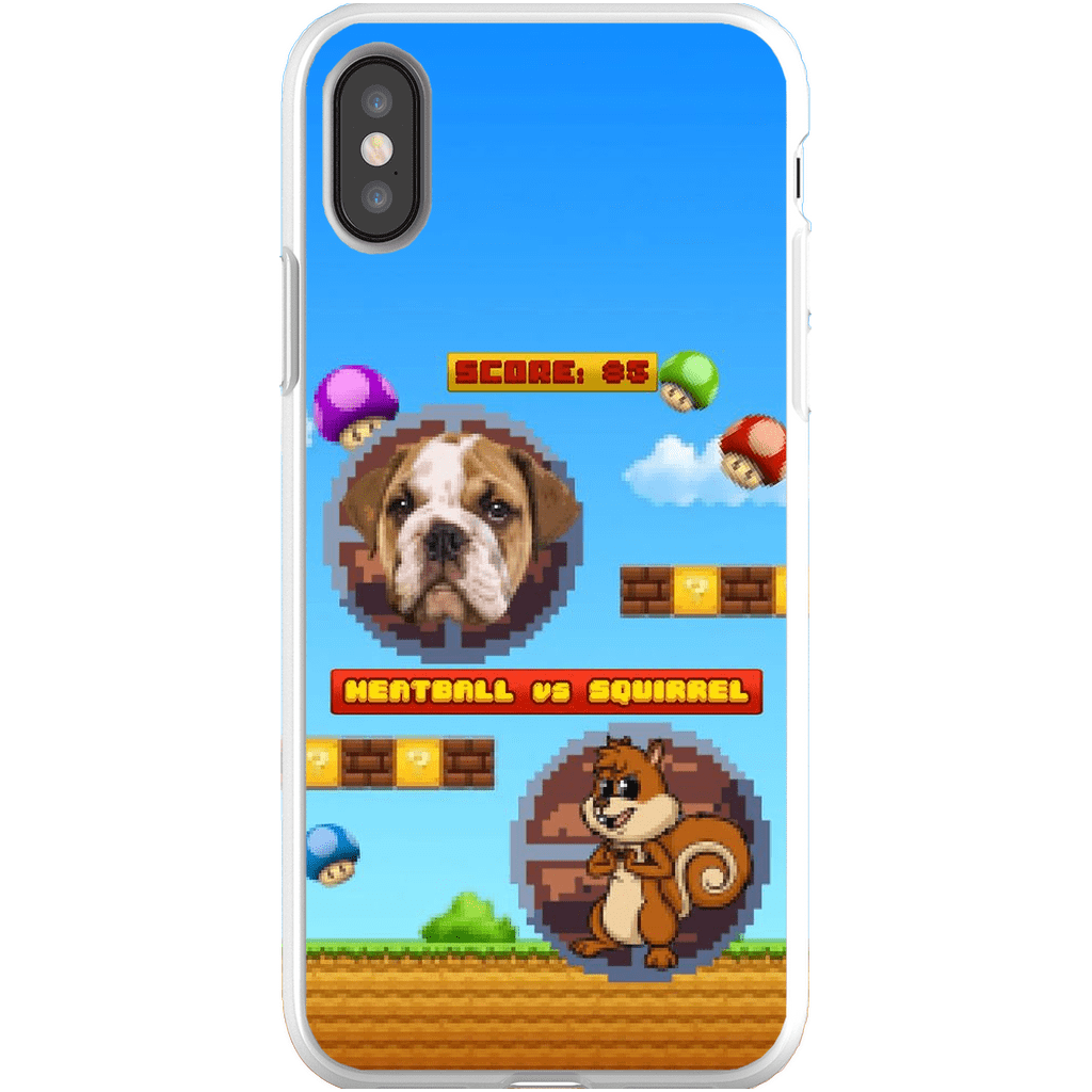 Funda de teléfono para mascotas personalizada con videojuego retro