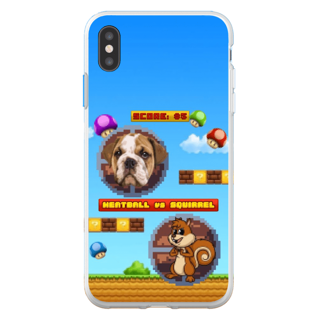 Funda de teléfono para mascotas personalizada con videojuego retro