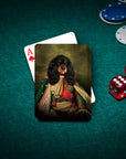 Personalized playing cards featuring a Cavalier King Charles Spaniel in a renaissance royal portrait.