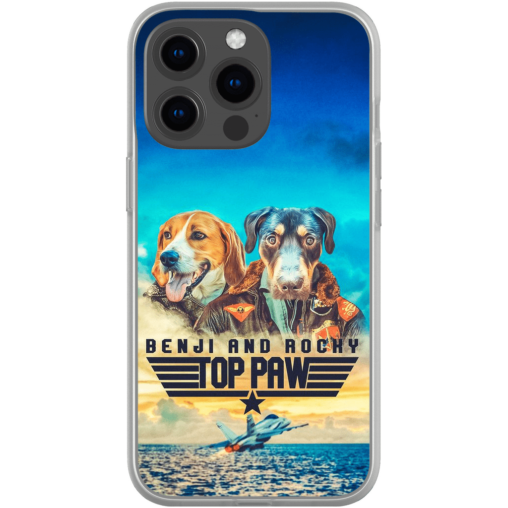 Funda personalizada para teléfono con 2 mascotas &#39;Top Paw&#39;