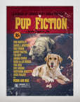 Personalized 'Pup Fiction' poster featuring a bulldog and golden retriever in a vintage movie style.