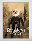 Personalized matte poster featuring a Shih Tzu's head on a "Resident Doggo" character holding a gun.