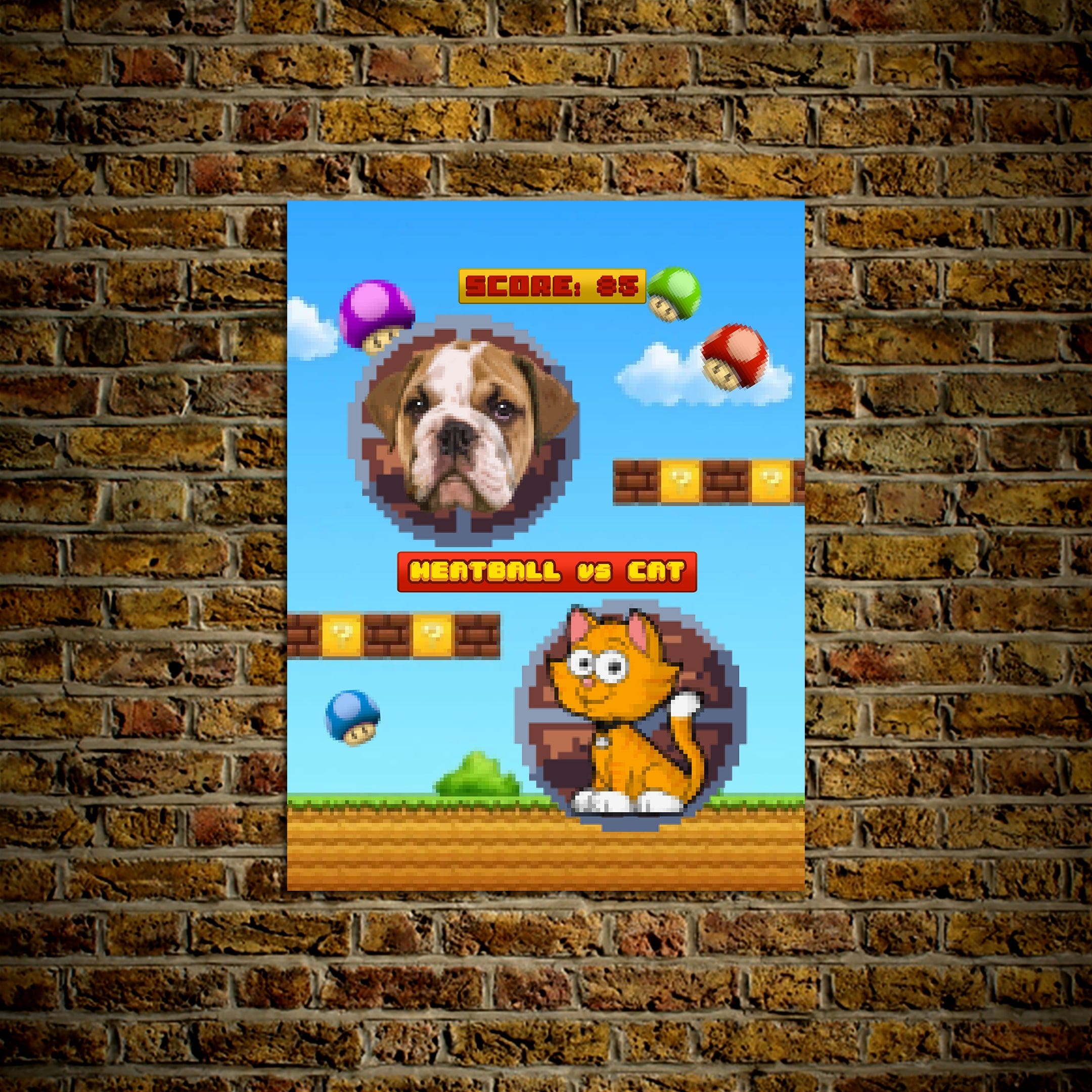 Póster Mascota personalizada de videojuego retro