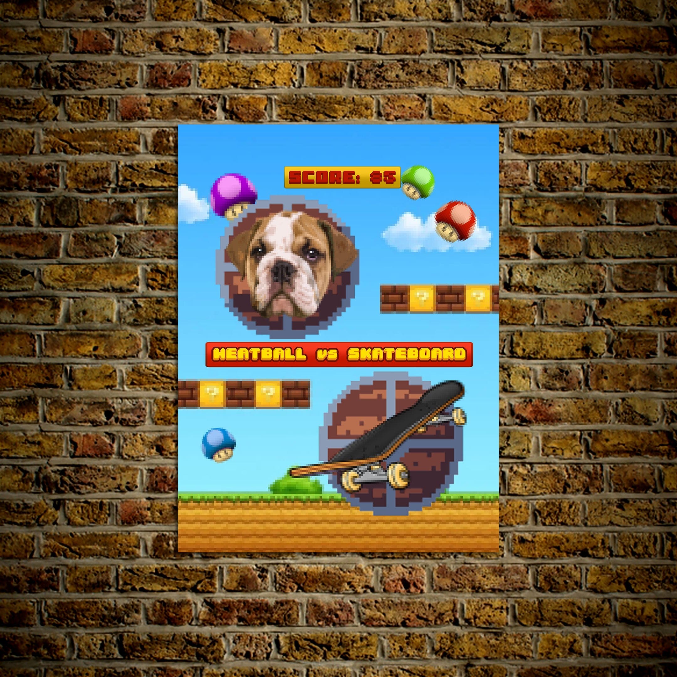 Póster Mascota personalizada de videojuego retro