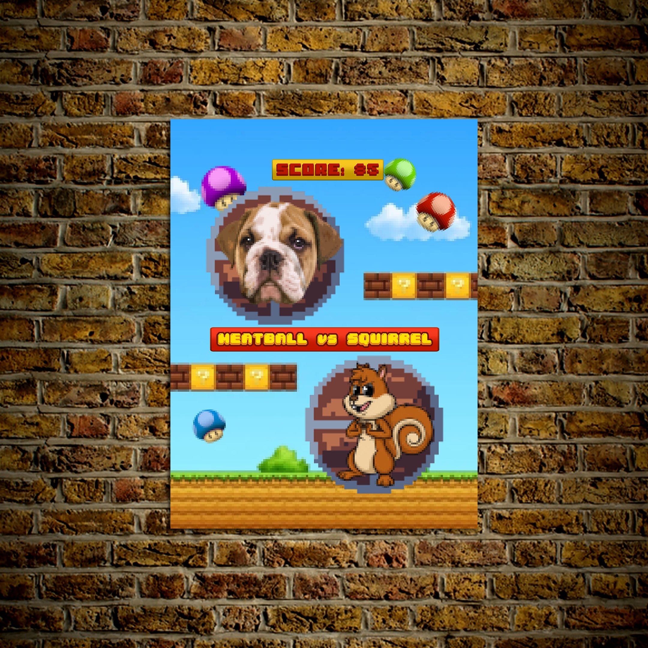 Póster Mascota personalizada de videojuego retro