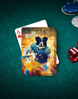 Personalized San Diego Doggos playing card featuring a custom dog portrait in a football uniform.