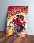 Personalized San Francisco 40Doggos canvas featuring a Rottweiler in a football uniform, holding a helmet.