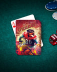 Personalized San Francisco 40Doggos playing card featuring a custom Rottweiler pet portrait in a football uniform.