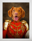 Personalized 'Sergeant Bork' pet poster featuring a happy Nova Scotia Duck Tolling Retriever in a red and gold military uniform.