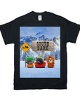 Black Gildan t-shirt with a "South Bark" design featuring three dogs dressed as South Park characters in snow.