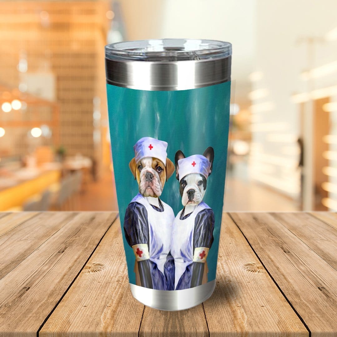 Vaso personalizado para 2 mascotas &#39;Las enfermeras&#39;