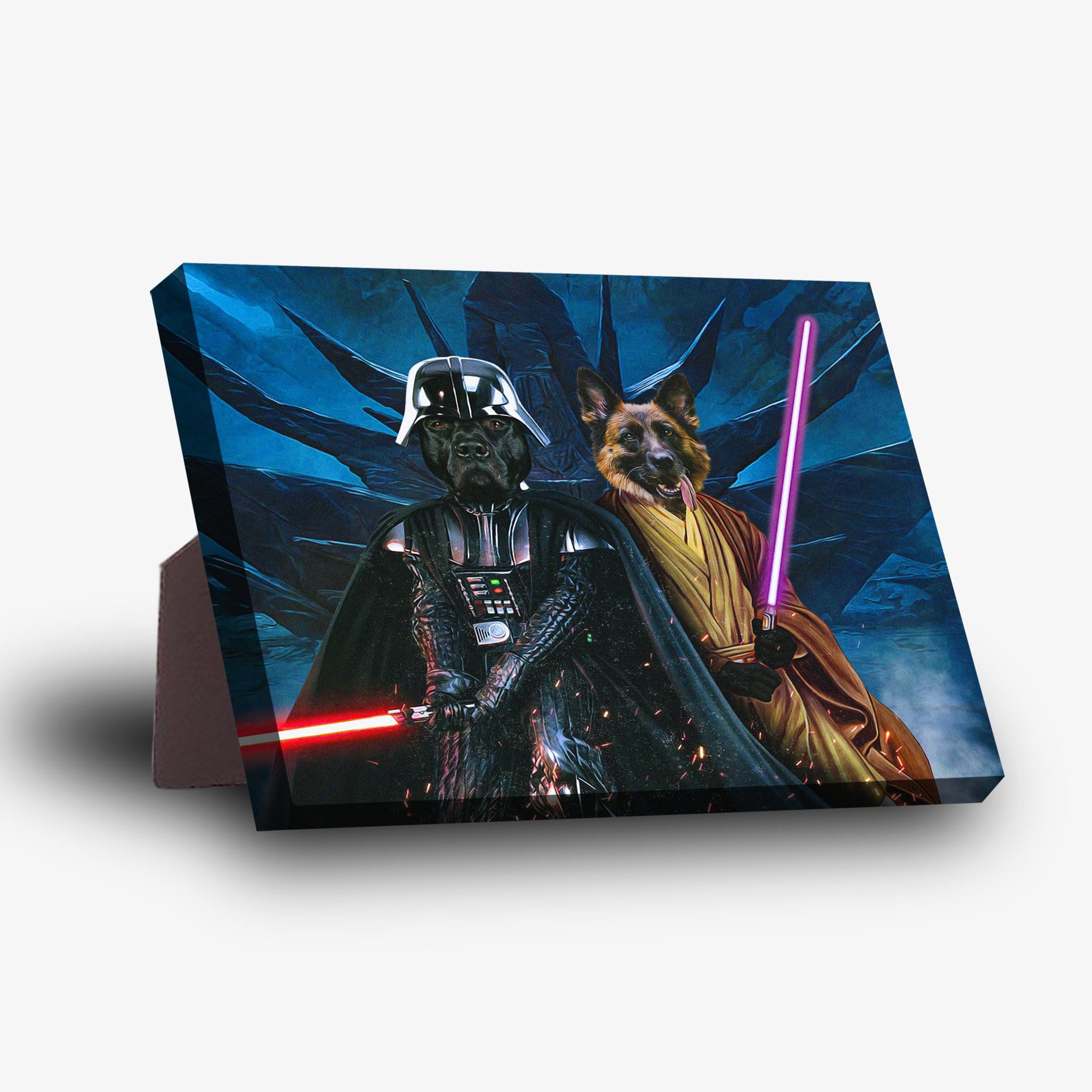 Lienzo personalizado para 2 mascotas &#39;Darth Woofer &amp;amp; Jedi-Doggo&#39;