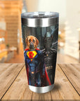 Vaso personalizado para 2 mascotas 'Superdog &amp; Batdog'