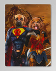 Manta personalizada para 2 mascotas 'Superdog &amp; Wonder Doggette'