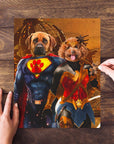 Puzzle personalizado de 2 mascotas 'Superdog &amp; Wonder Doggette'