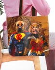 Bolsa de mano personalizada para 2 mascotas 'Superdog &amp; Wonder Doggette'