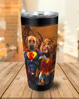 Vaso personalizado para 2 mascotas 'Superdog &amp; Wonder Doggette'