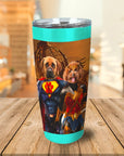 Vaso personalizado para 2 mascotas 'Superdog &amp; Wonder Doggette'