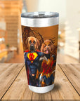 Vaso personalizado para 2 mascotas 'Superdog &amp; Wonder Doggette'