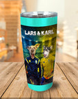 Vaso personalizado para 2 mascotas 'Suecia Doggos Euro Football'