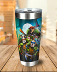 Personalized stainless steel tumbler with 3 dogs as Teenage Mutant Ninja Turtles.