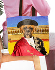 Personalized 'Bull Fighter' tote bag with a custom Boxer pet portrait in a matador outfit.