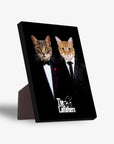 Personalized "The Catfathers" standing canvas featuring two pets in black suits against a dark background.