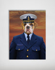 Personalized Coast Guard pet poster featuring a bulldog in a navy uniform and white hat.