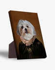 Personalized pet standing canvas featuring a Shih Tzu in a Duchess portrait, with a sturdy back stand.