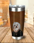 Personalized stainless steel tumbler with a royal renaissance portrait of a Shih Tzu dog.