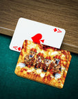 Personalized playing cards featuring four pets as firefighters, with an Ace of Hearts card.