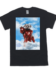 Black Gildan t-shirt with a personalized "Iron Doggo" design, featuring a dog in an Iron Man suit.