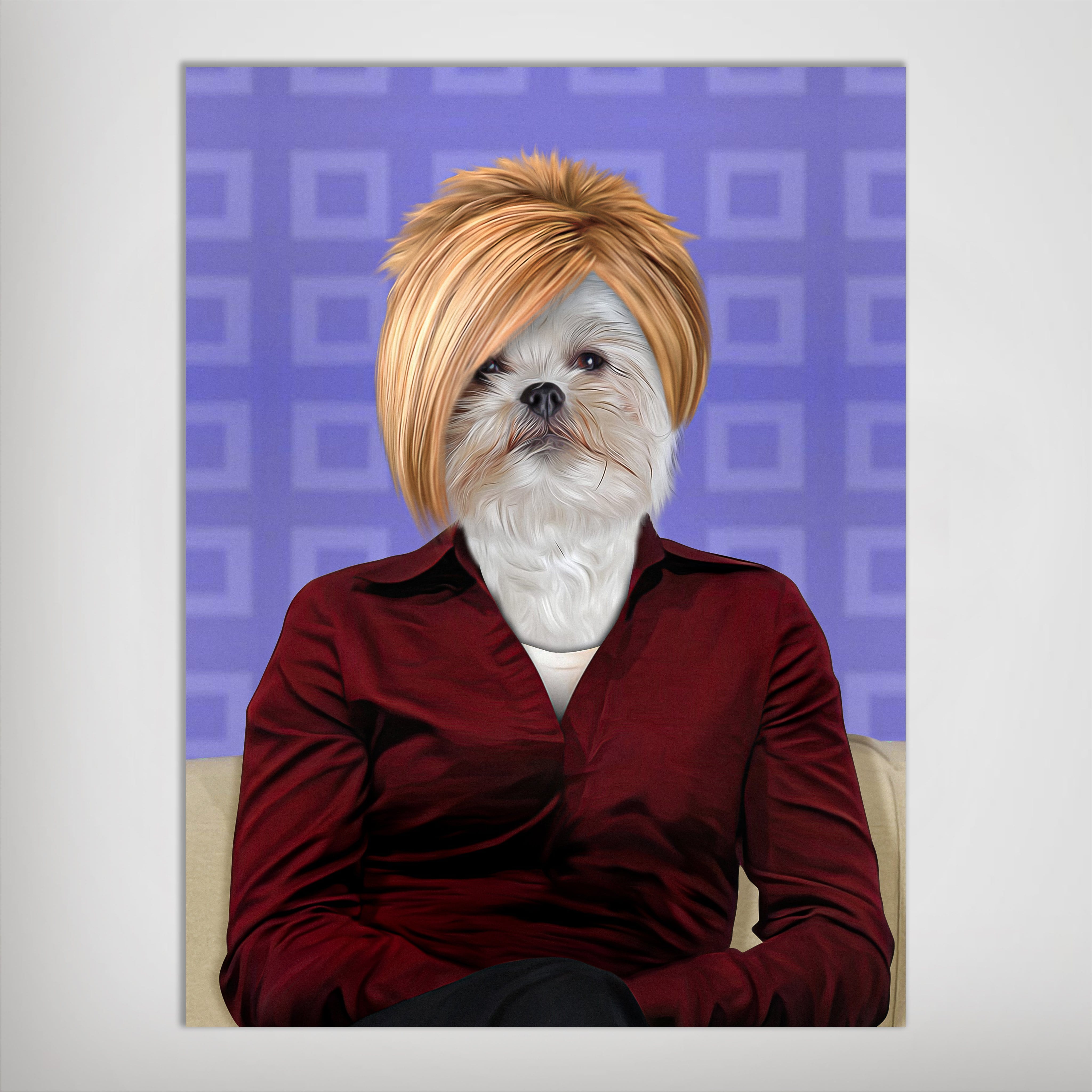 Personalized 'The Karen' pet poster featuring a Shih Tzu in a red shirt and blonde bob.