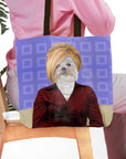Personalized 'The Karen' tote bag with a Shih Tzu pet portrait in a blonde bob and red shirt.