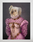 Personalized 'Pink Princess' pet poster featuring a white dog in an ornate pink and gold gown.